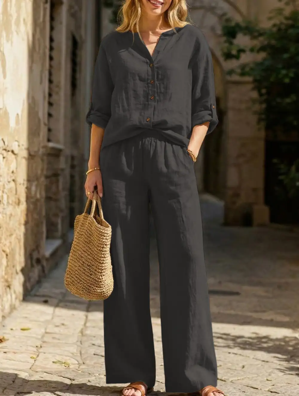 Wide-Leg Pants Set