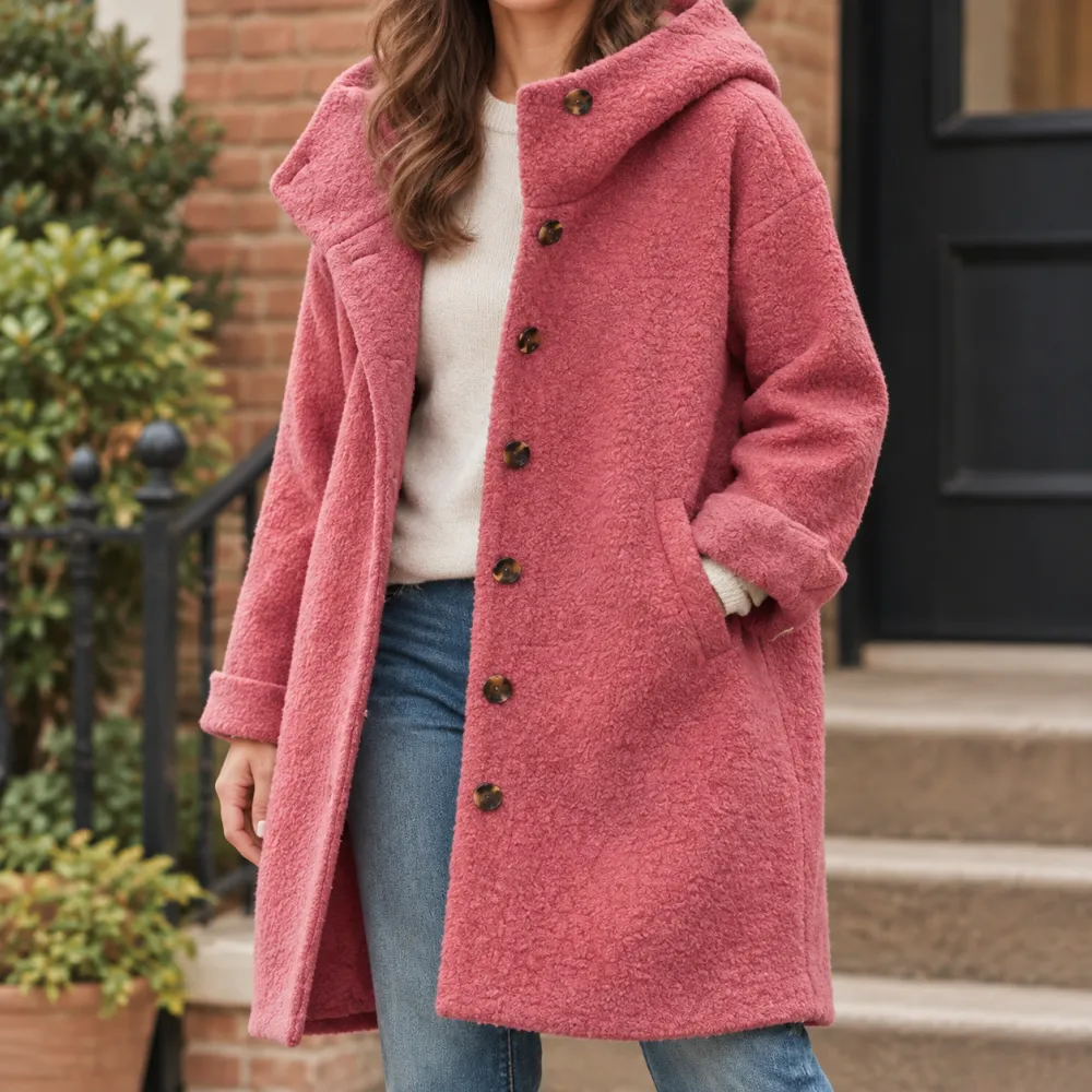 Single-Breasted Hooded Longline Coat