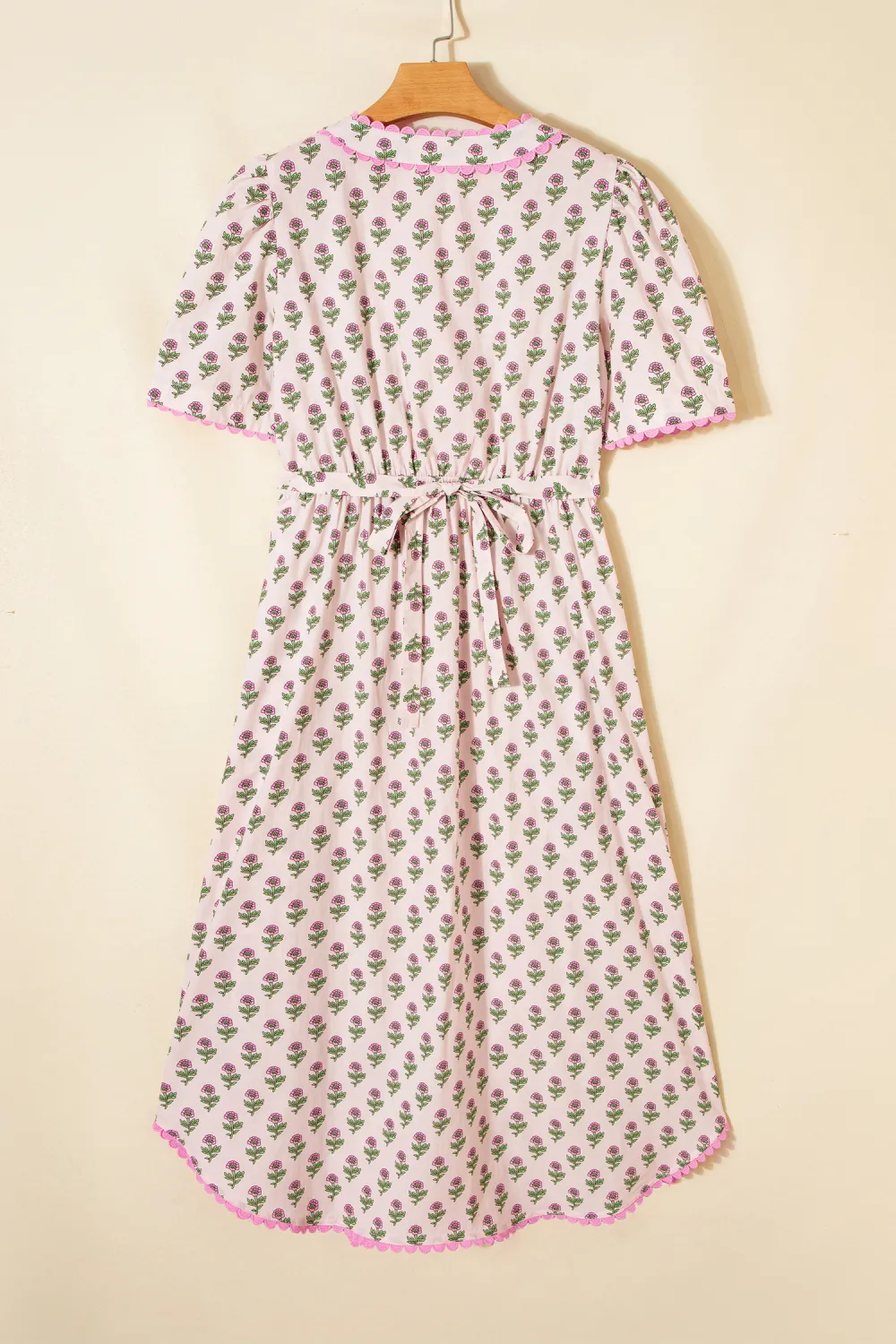 Pink Floral Scallop Trim Dress