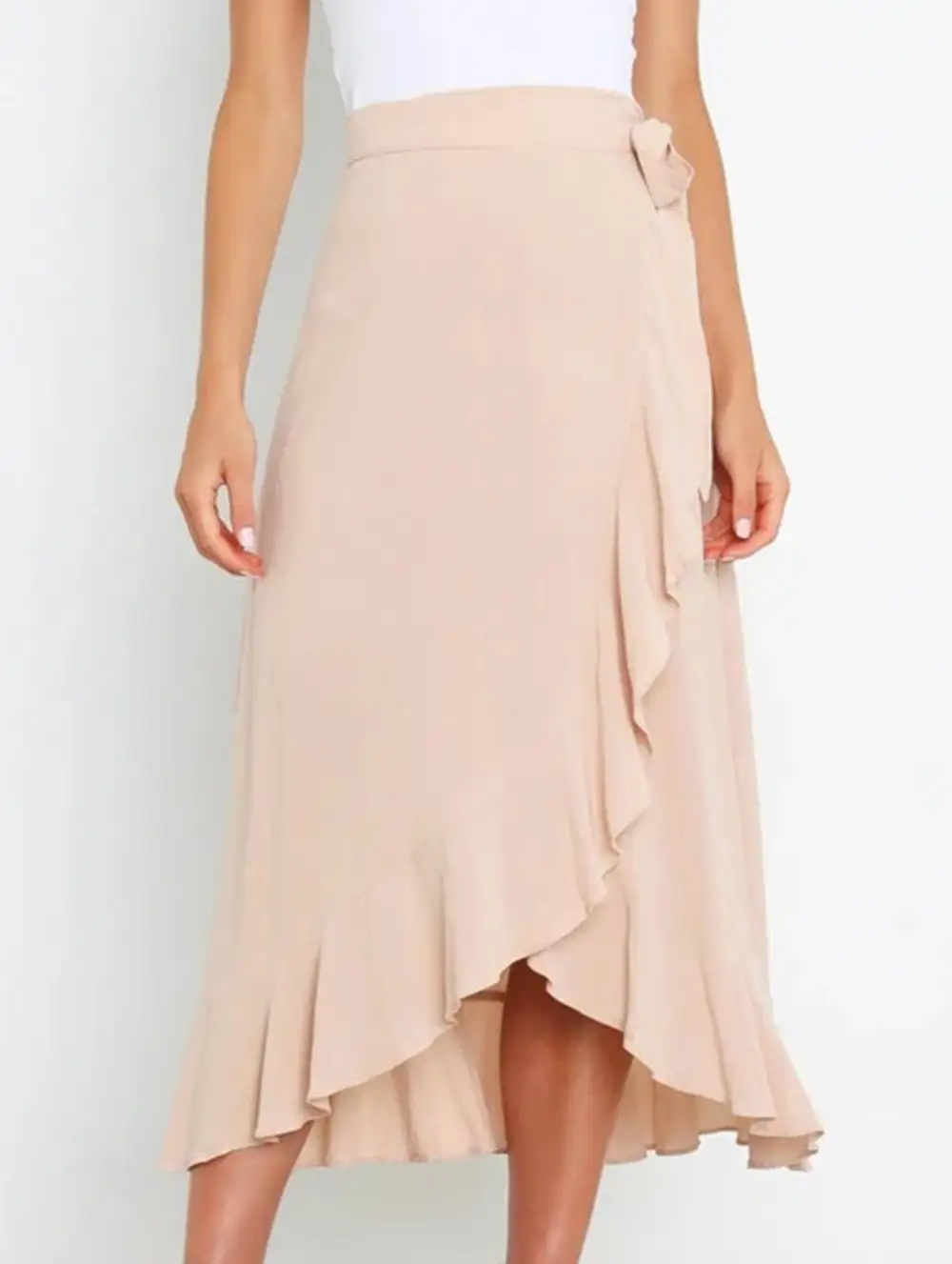 Tie Waist Irregular Skirt