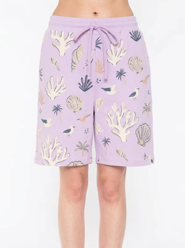 Women's Beach Vacation Coral Seashell Palm Printed Shorts