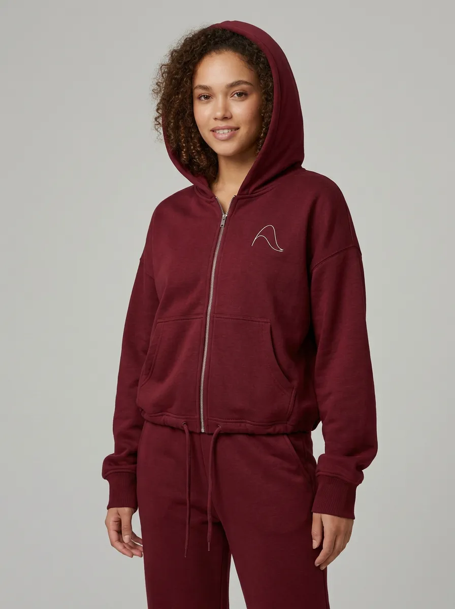 Women's Charcoal Embroidered Zip-Up Hoodie Jacket & Straight-Leg Pants Set
