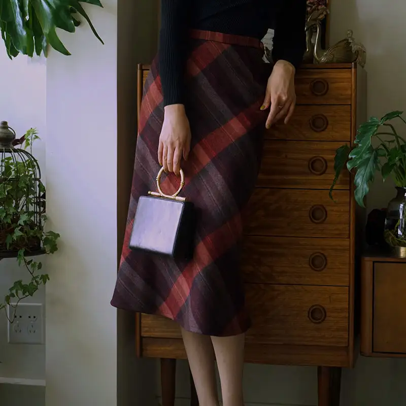 Minimal Comfort Everyday Casual Plaid Skirt
