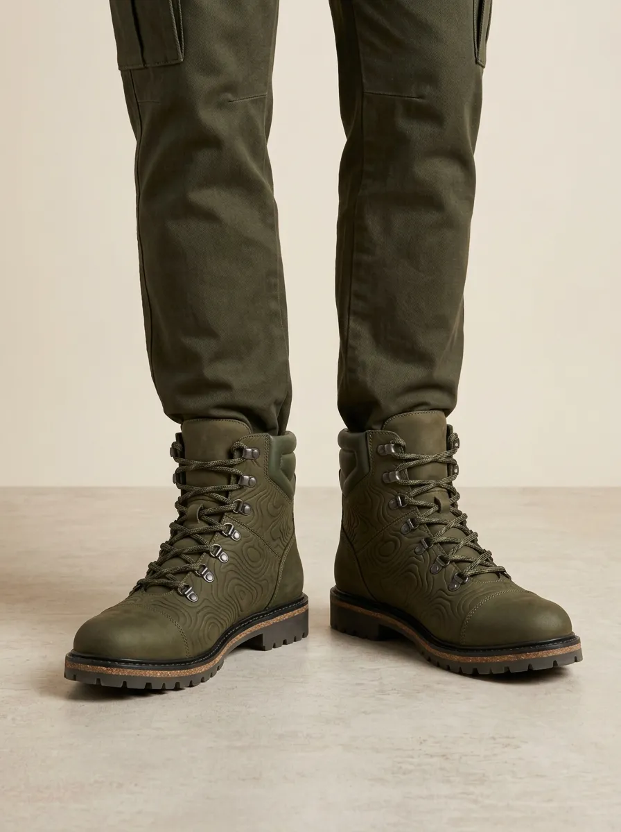 Men's Outdoor Hiking Topographic Pattern Work Boots