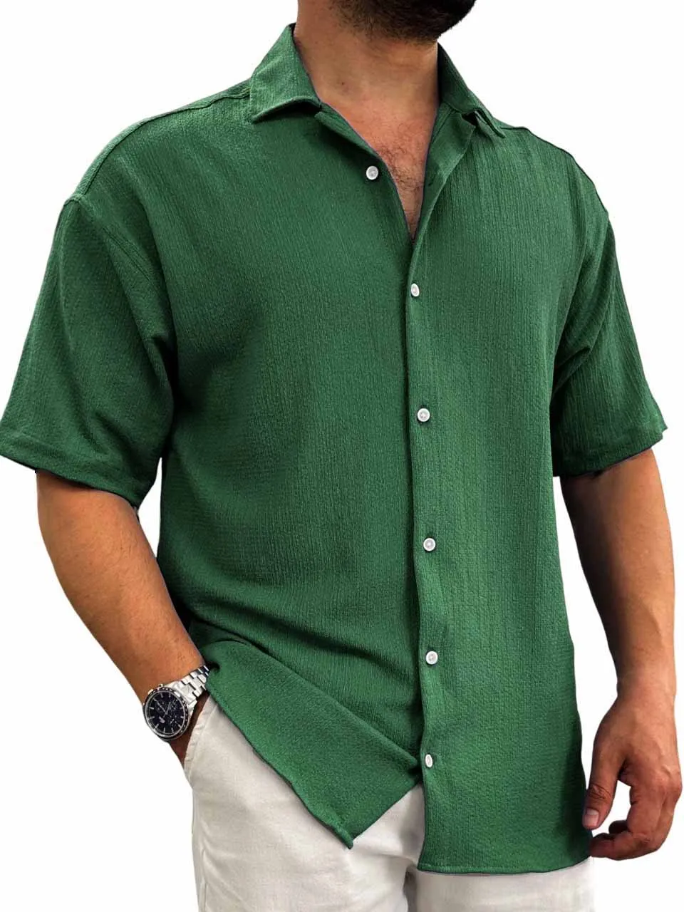 Layered Short Sleeve Button Front Shirt