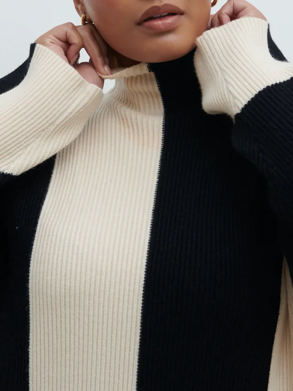 High Funnel Neck Knit Dress Curve