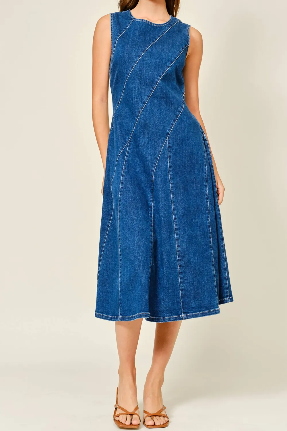 Panelled Mermaid Denim Dress