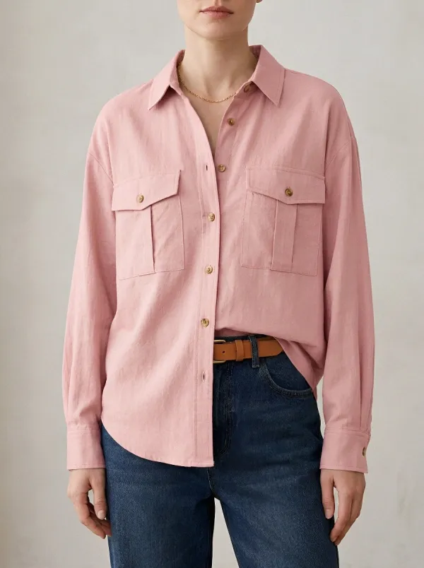 Women's Casual Sage Green Button Down Utility Shirt