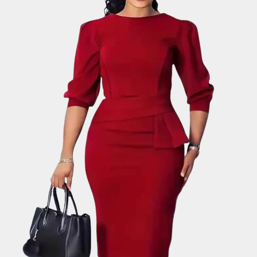  Ruffle Waist Midi Dress