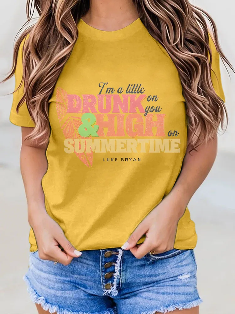 Cute Printed Round-Neck Casual T-Shirts
