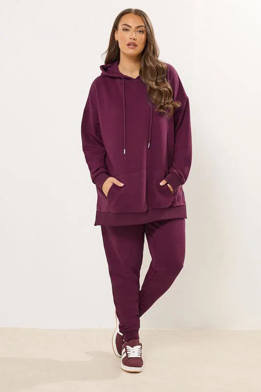 Burgundy Red Pocket Front Hoodie detail 1