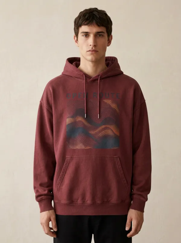 Unisex Abstract Waves Lettering Hoodie