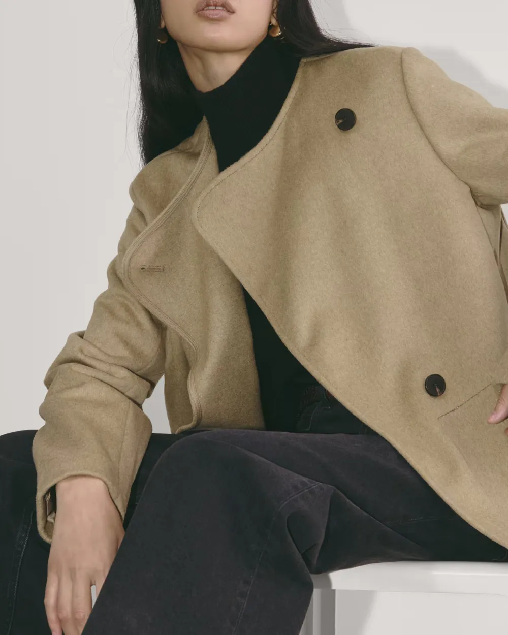 Short Wool Coat With Lapel