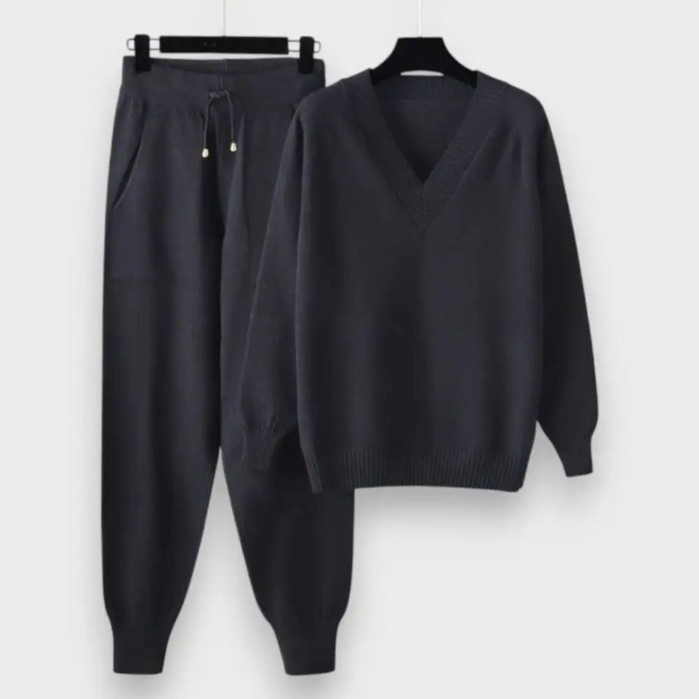 V-Neck Knit Two Piece Set