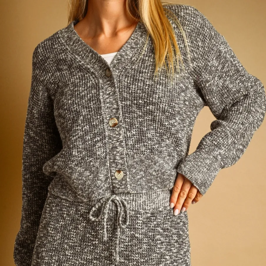 Textured Two-Tone Button Cardigan