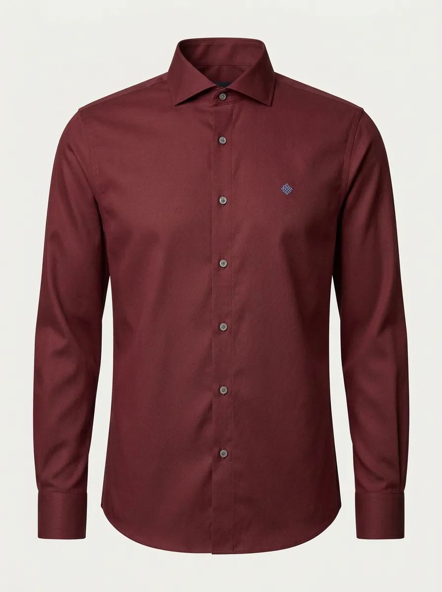 Men's Non-Iron Cotton Embroidered Accent Long Sleeve Shirt