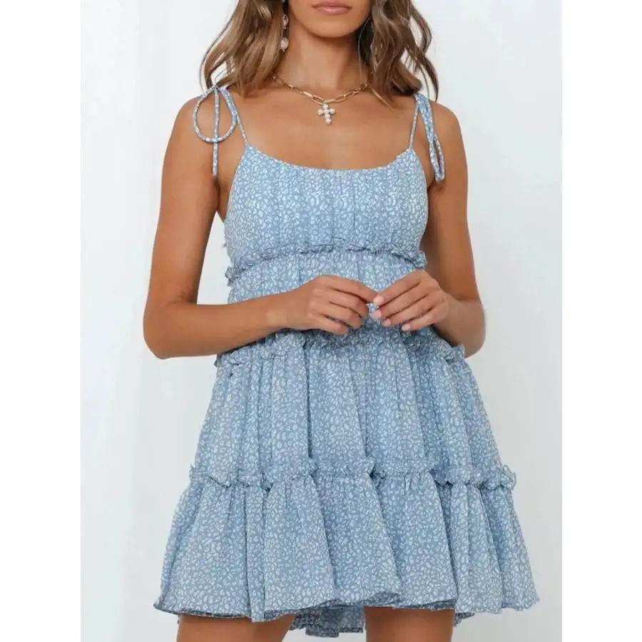 Tie-Strap Tiered Mini Dress