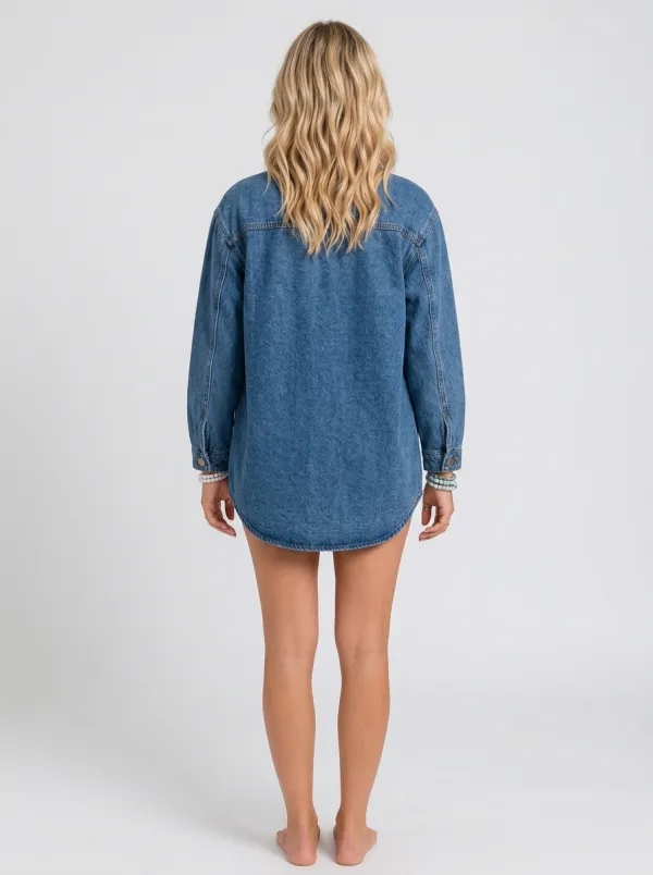 Women's Casual Vintage Wash Button Down Denim Jacket