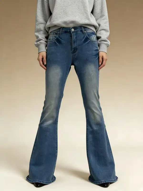Vintage Wash High-Waisted Flare Jeans