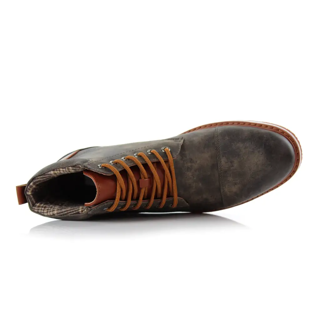 Faux-Leather Lace-Up Textured Chukka Boots