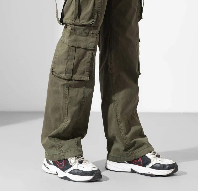 Olive Green Drawstring Cargo Pants