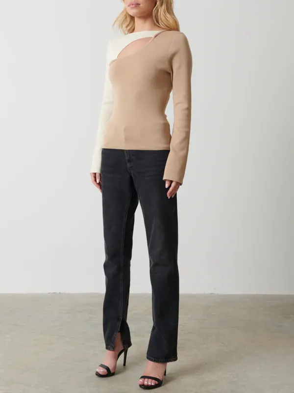 Contrast Knit Top