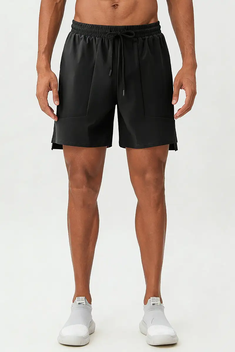 Quick Dry Drawstring Side Pocket Athletic Shorts