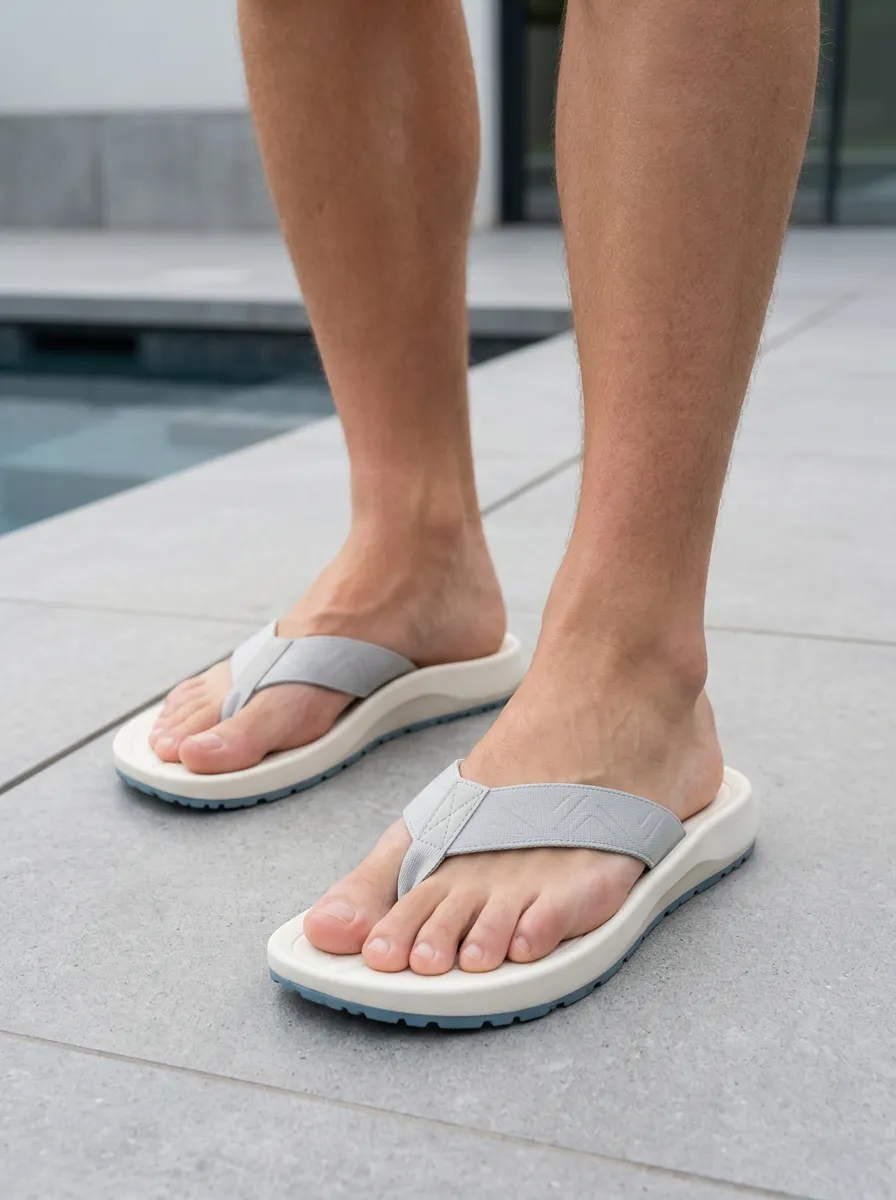 Men's Casual Summer Minimalist Grey Pattern Printed Flip Flops