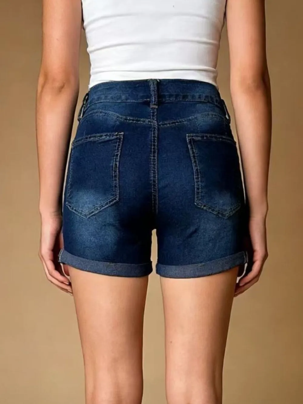 Distressed Wash Denim Shorts