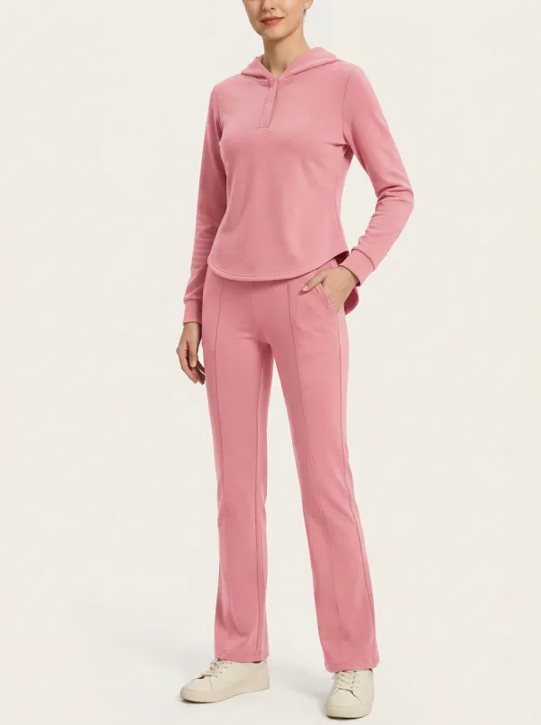 Women's Dark Sage Hooded Pullover and Trouser Set