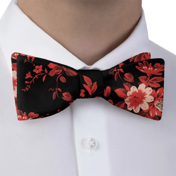 Noir Floral Motif Bow Tie