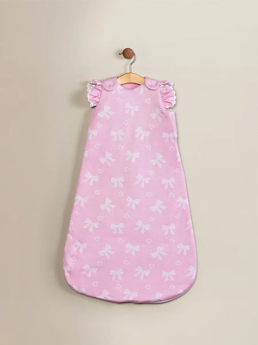 Pink Bows Jersey Cotton Sleeping Bag - 1 Tog