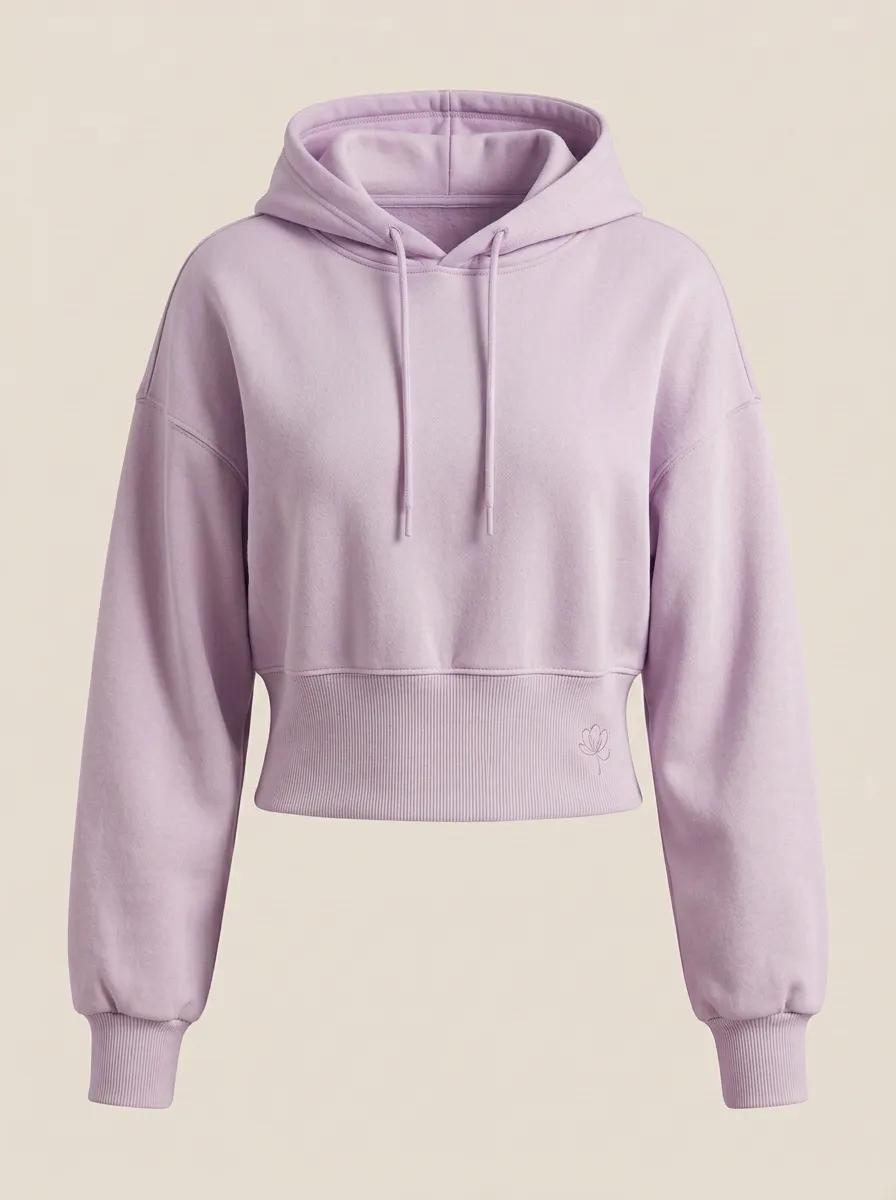 Women's Modern Minimalist Floral Line Art Printed Cropped Hoodie