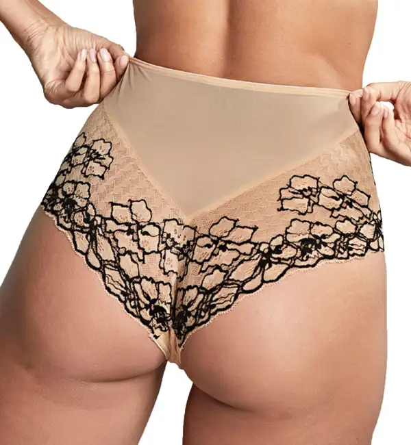 High-Waist Stretch-Lace Floral Cheeky Brief Panty