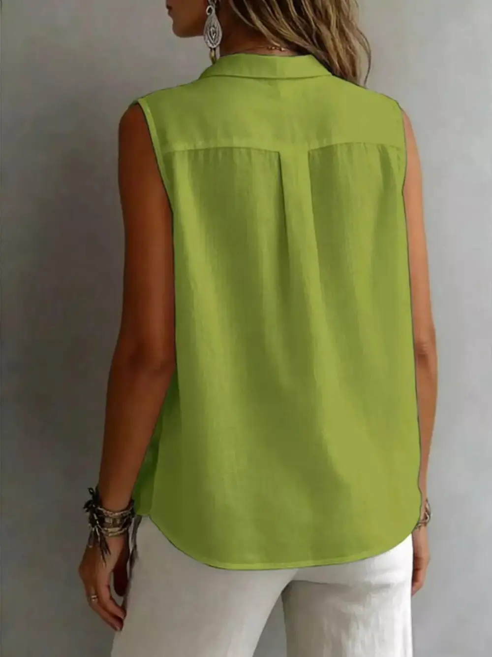 Sleeveless Button Down Shirt