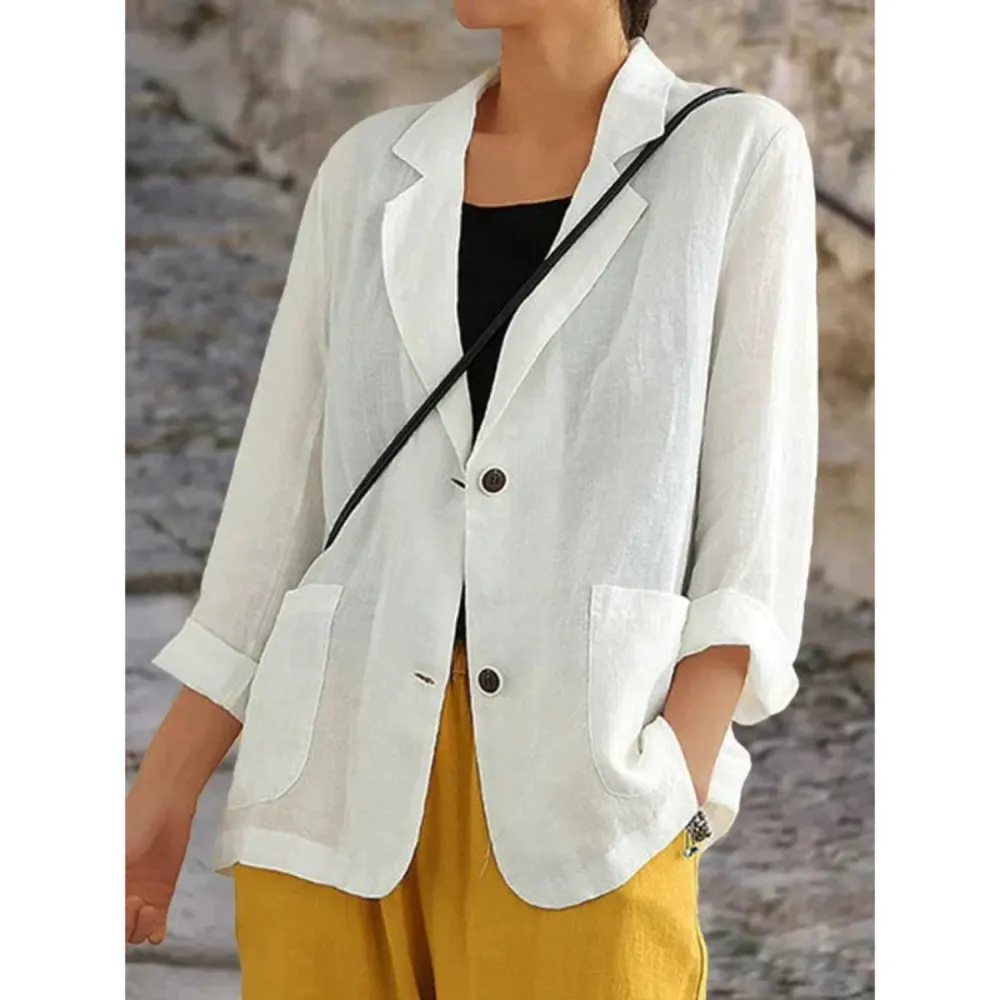 Linen Button Detail Blazer