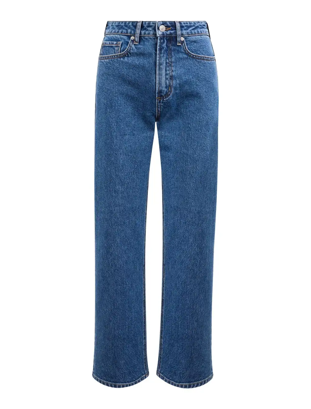 Blue Mid-Rise Straight Leg Jeans