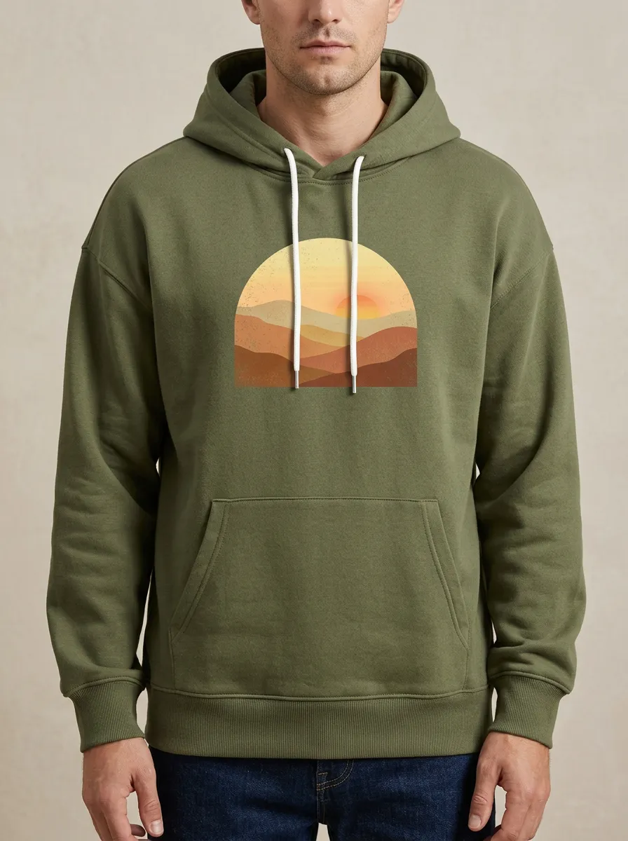 Men's Nature Lover Desert Sunset Graphic Print Hoodie
