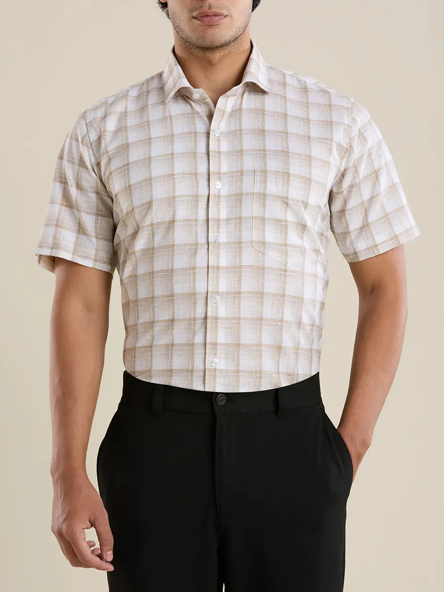 Modern Windowpane Check Checked Slim Fit Men's Formal Shirt