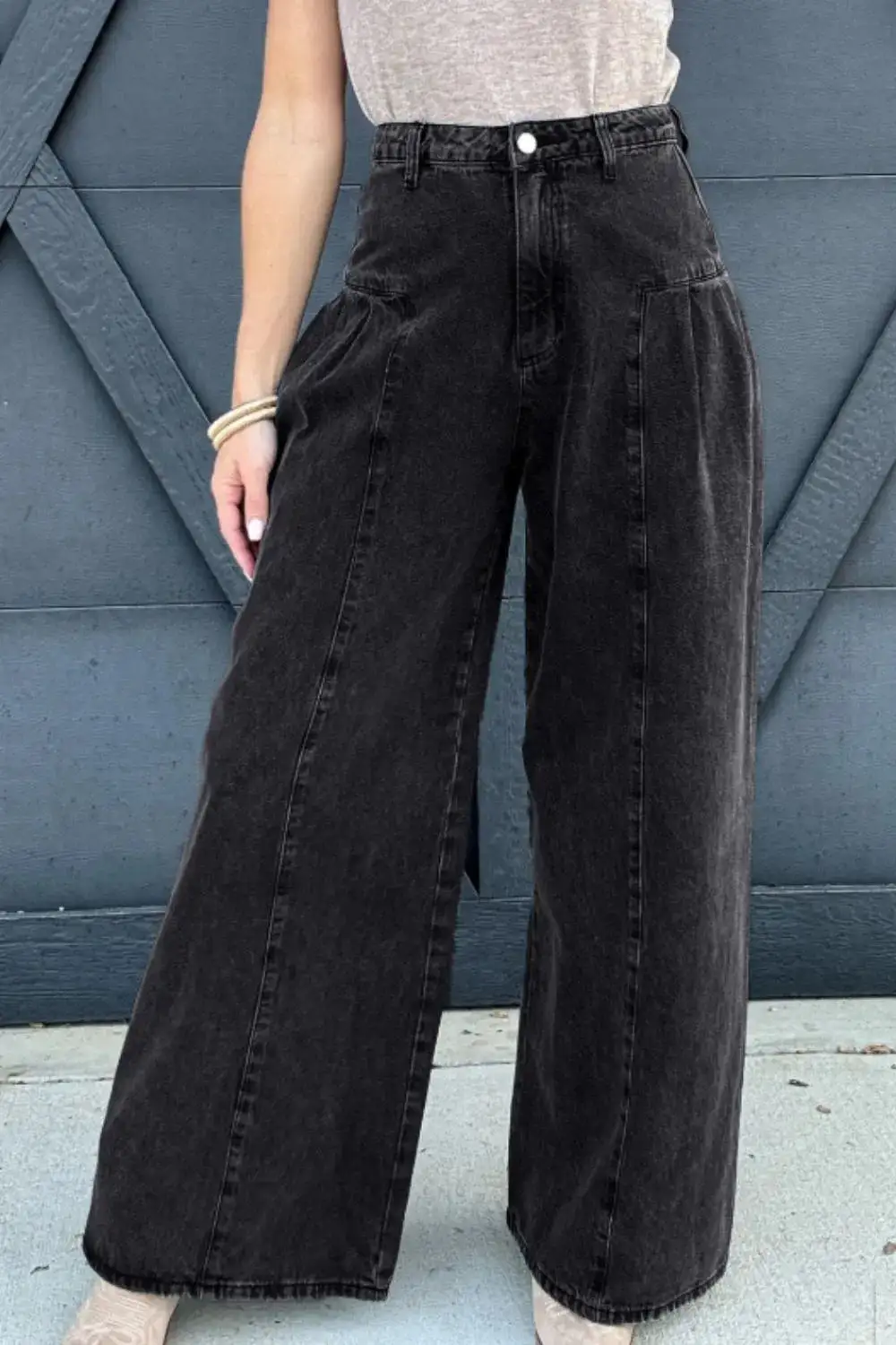 Women' High Rise Wide Leg Jeans With Pockets