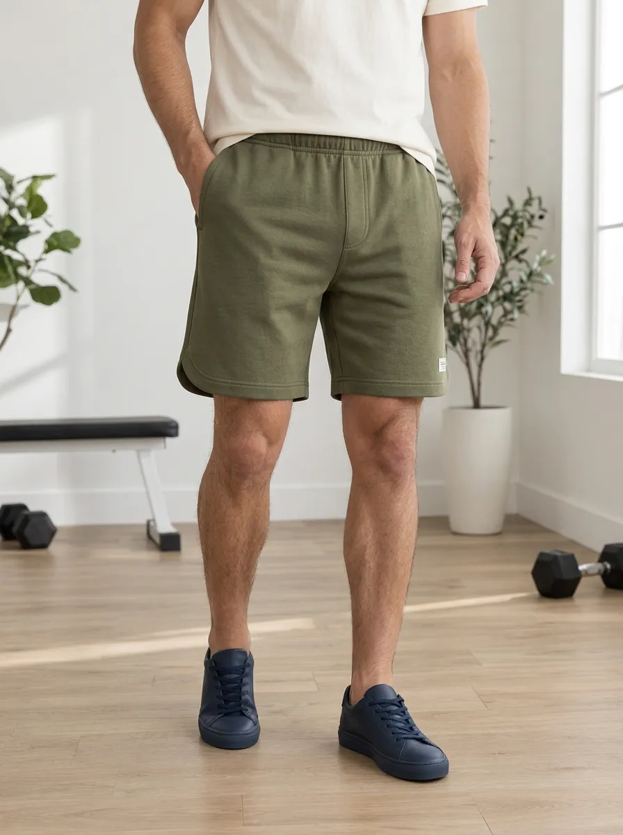 Men's Olive Green Athletic Gym Training Shorts
