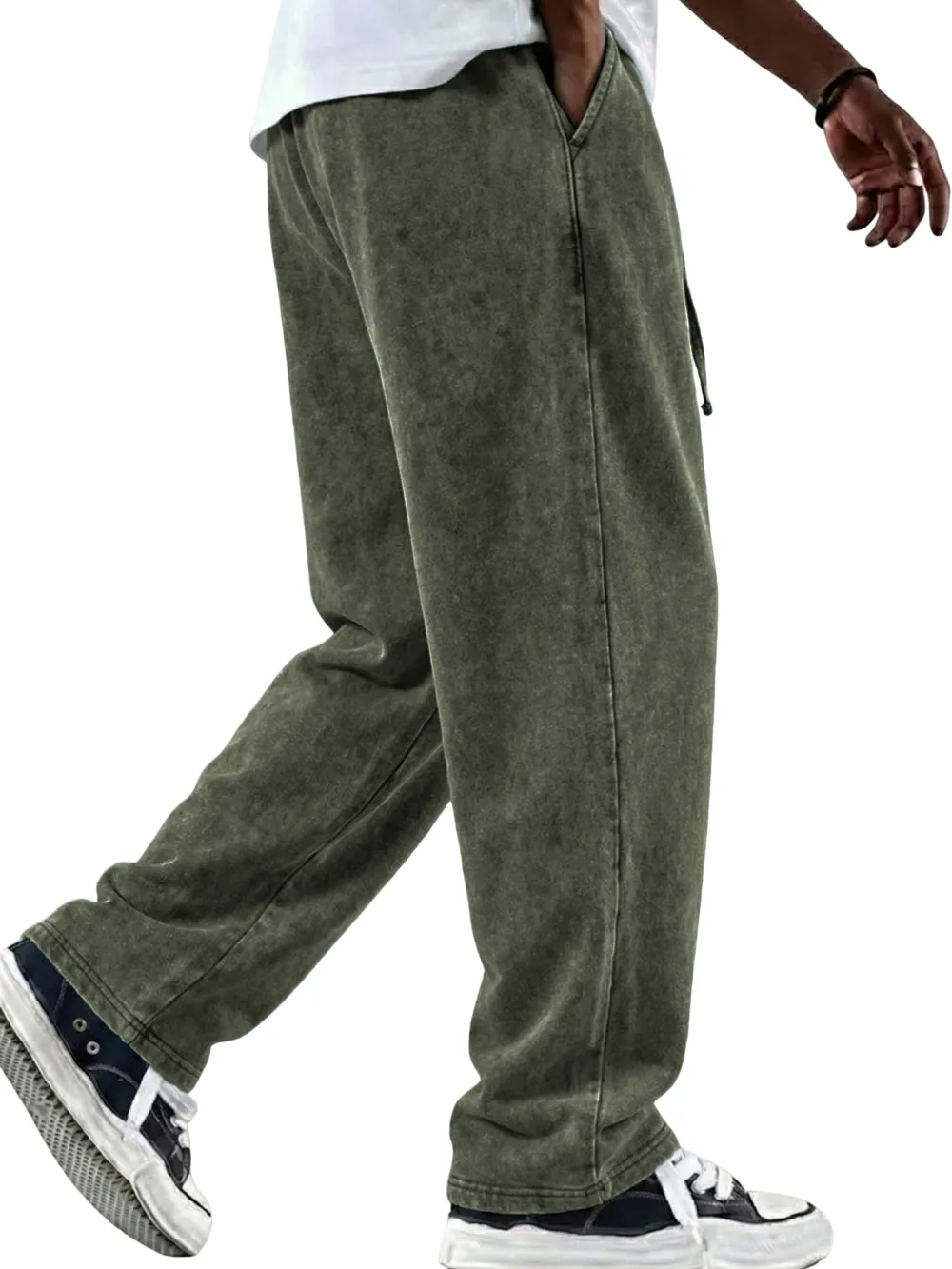 Garment Washed Drawstring Pants