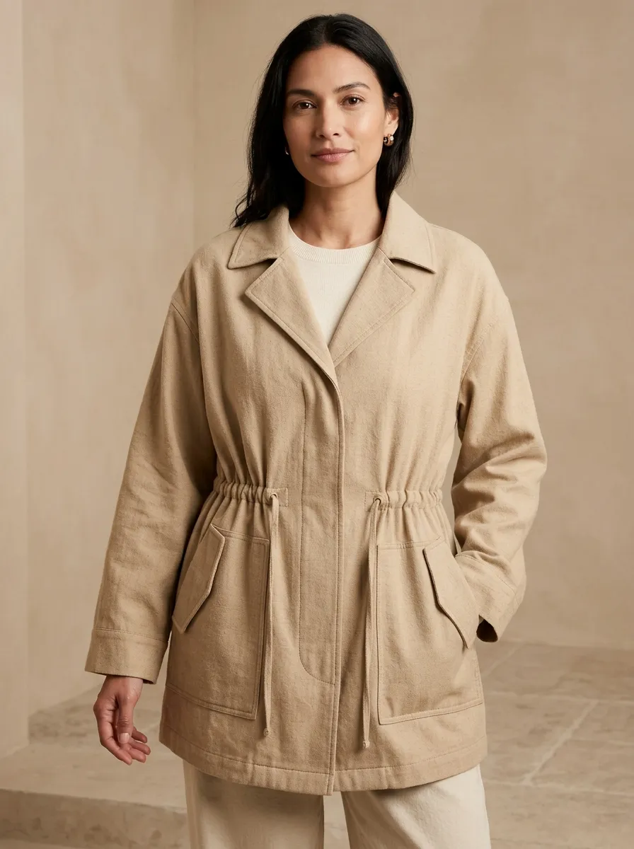 Inspired Drawstring Waist Utility Jacket