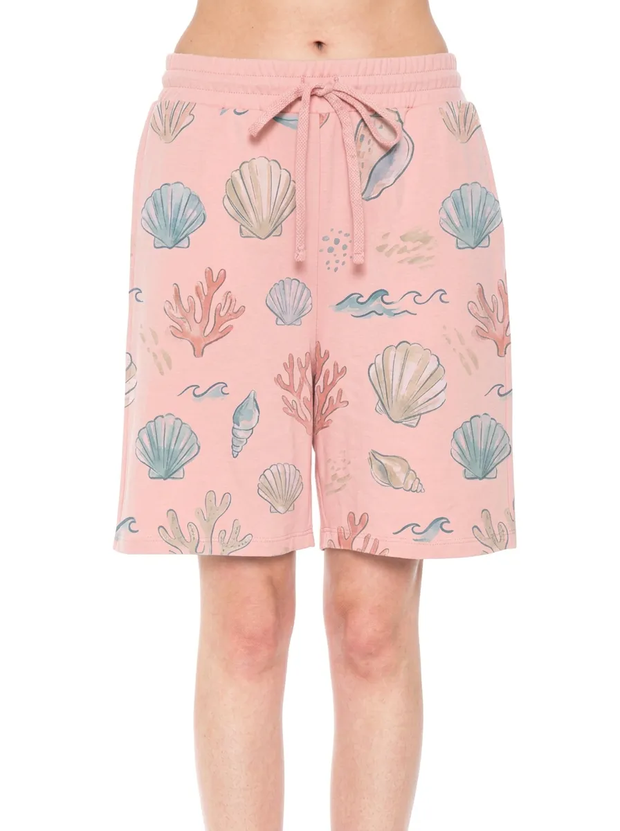 Women's Marin Coastal Seashell Coral Graphic Shorts