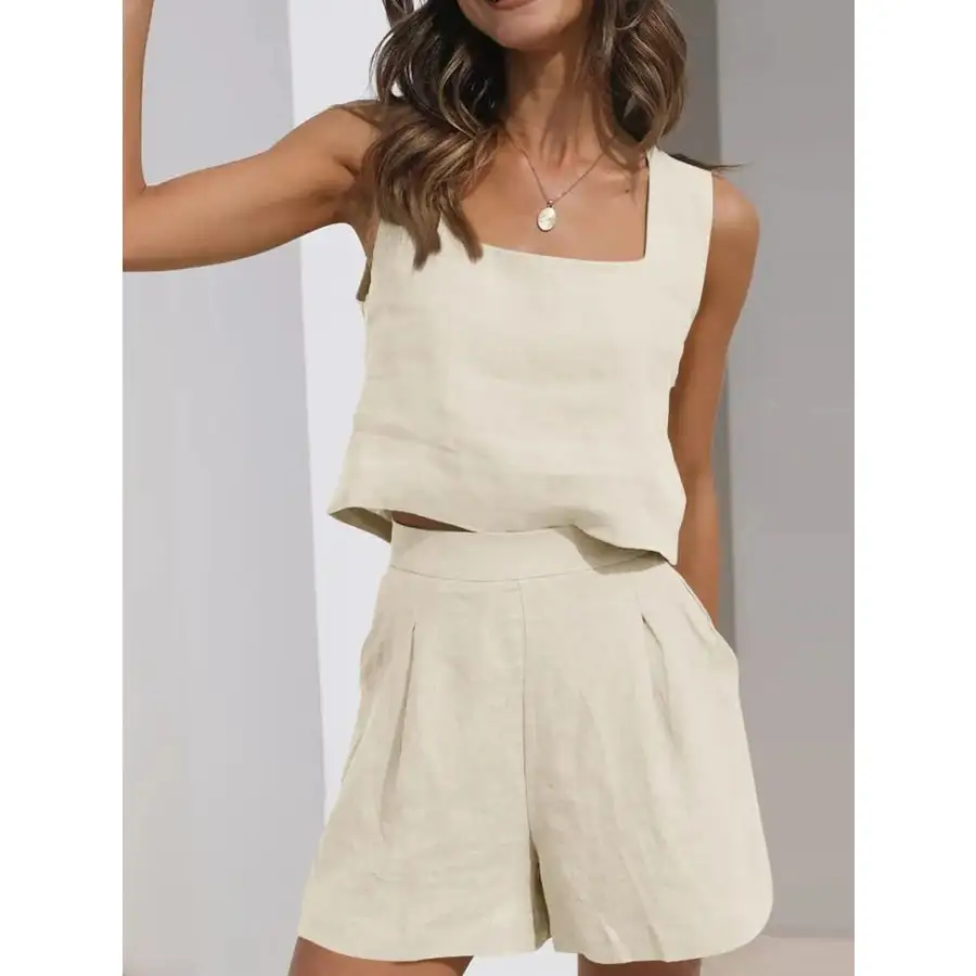 Square Neck Tank and Shorts Set