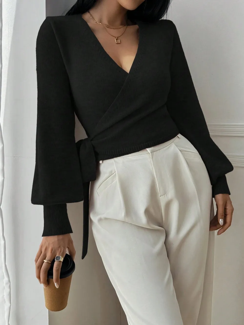 Wrap Front Knit Cardigan