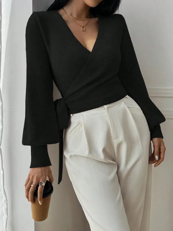 Wrap Front Knit Cardigan