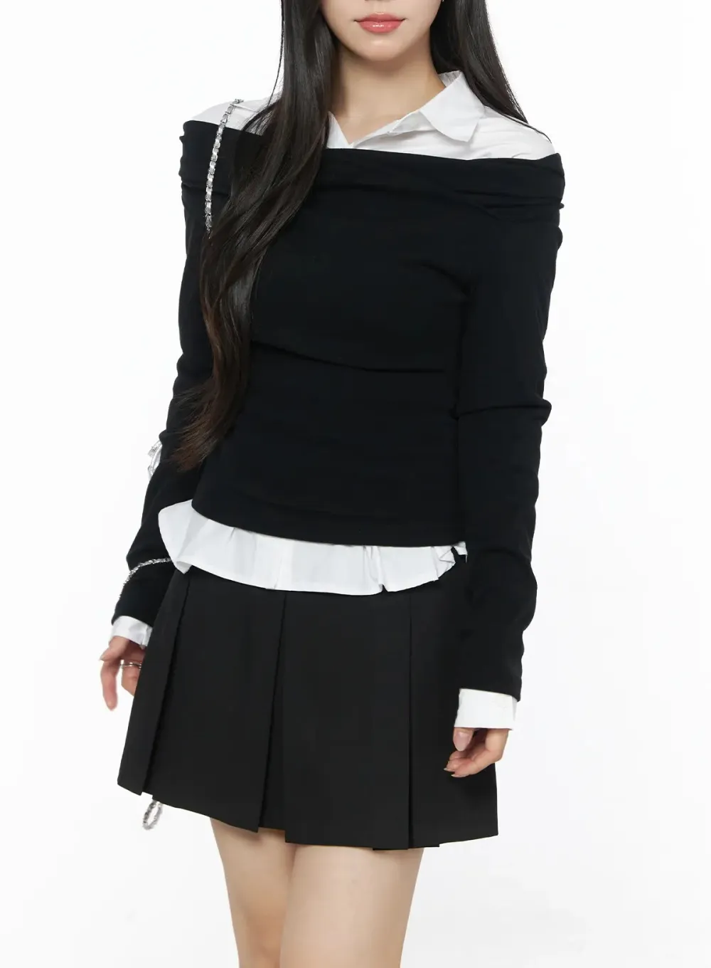 Off-The-Shoulder Ruched Long Sleeve Top