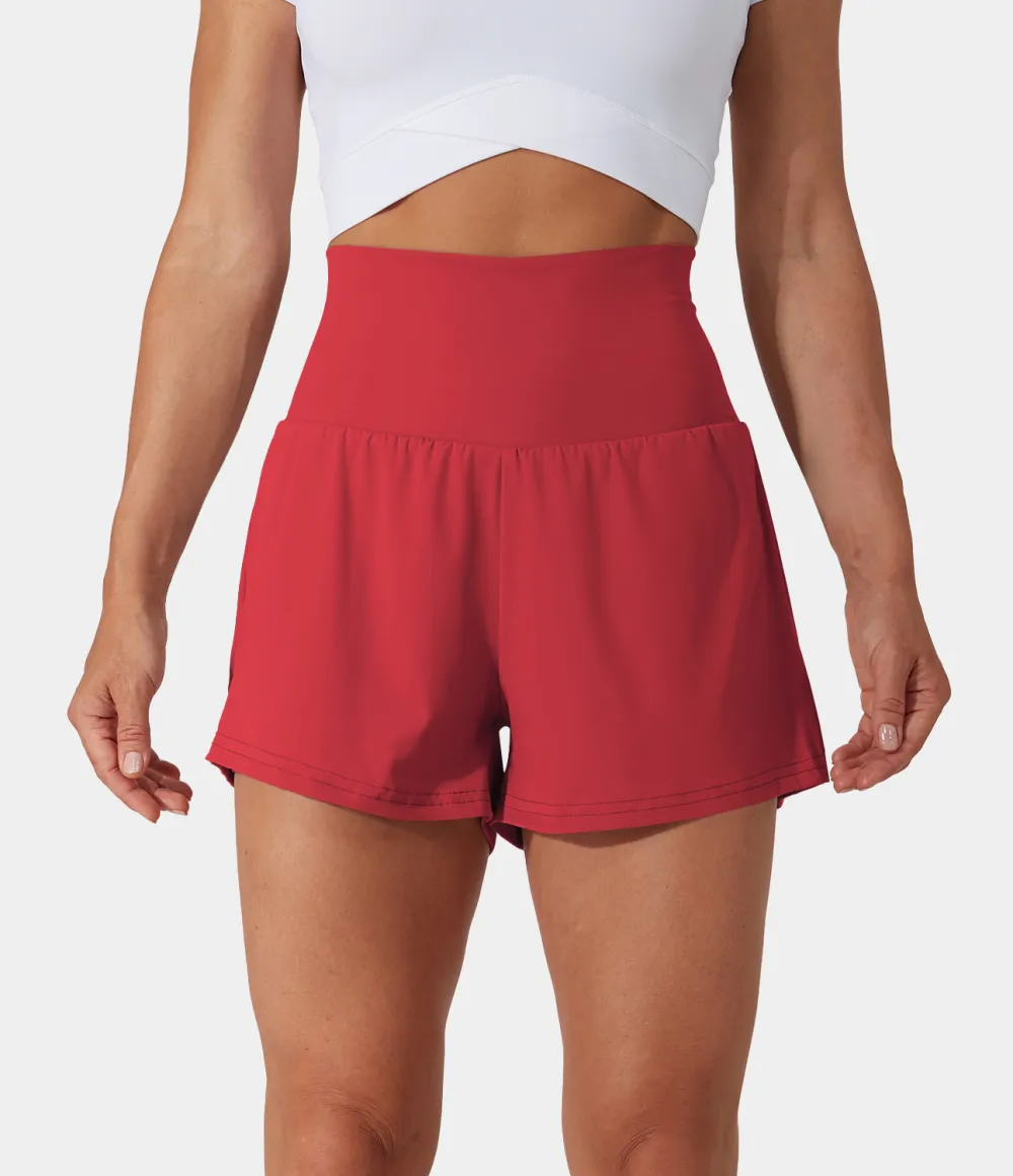 2026🔥  Super High Waisted Back Pocket & Side Hidden Pocket 2-in-1 Yoga Shorts 2.5