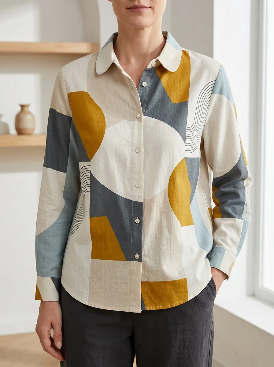 Women's Abstract Geometric Pattern Dynamic Shirt